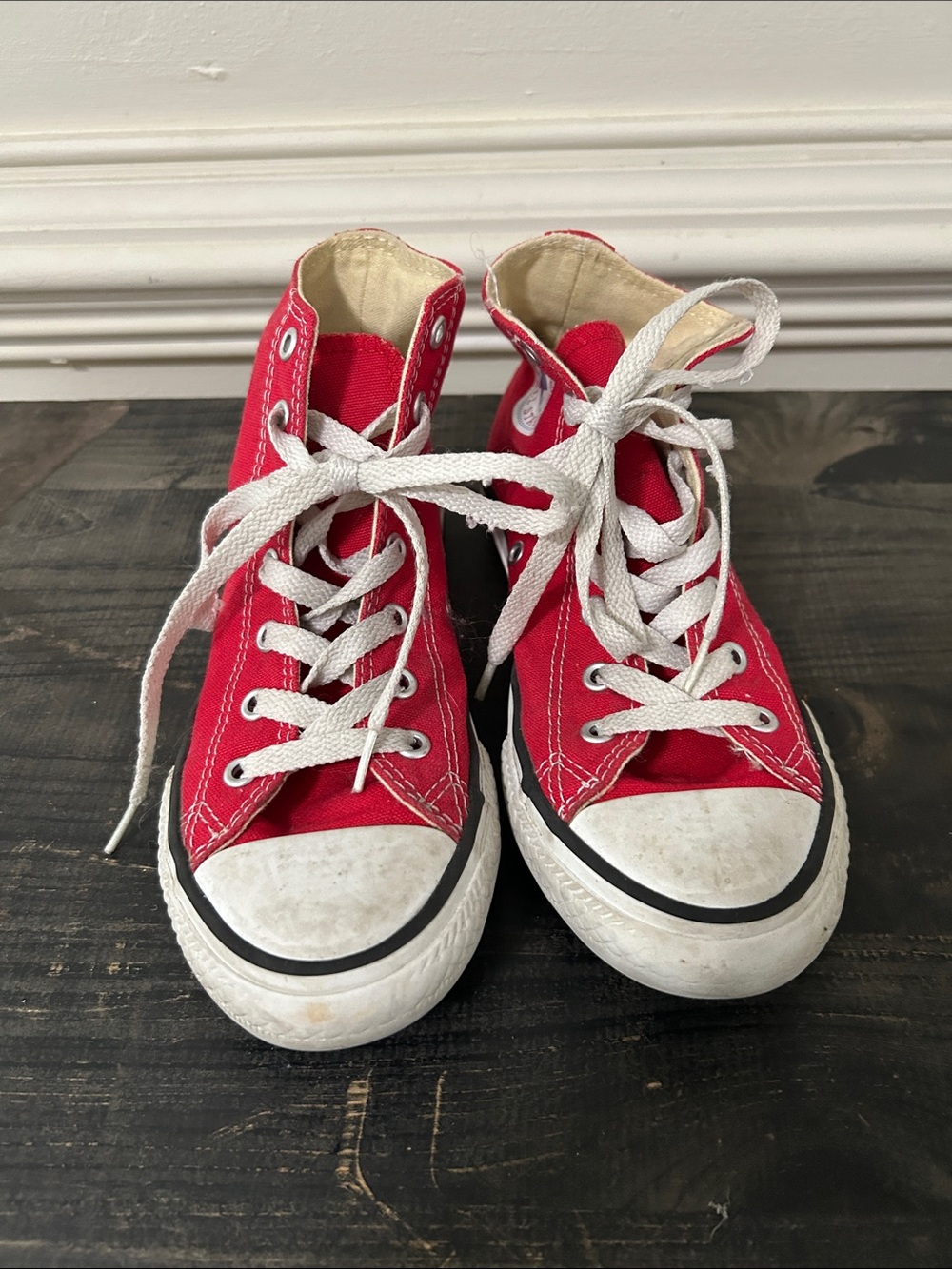 Converse Kids Red High-Top Canvas Sneakers with White Laces